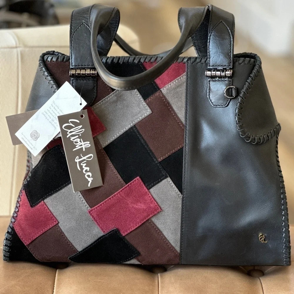 Elliott Lucca 70’s Vibe Patchwork Leather Handbag - Brand new!